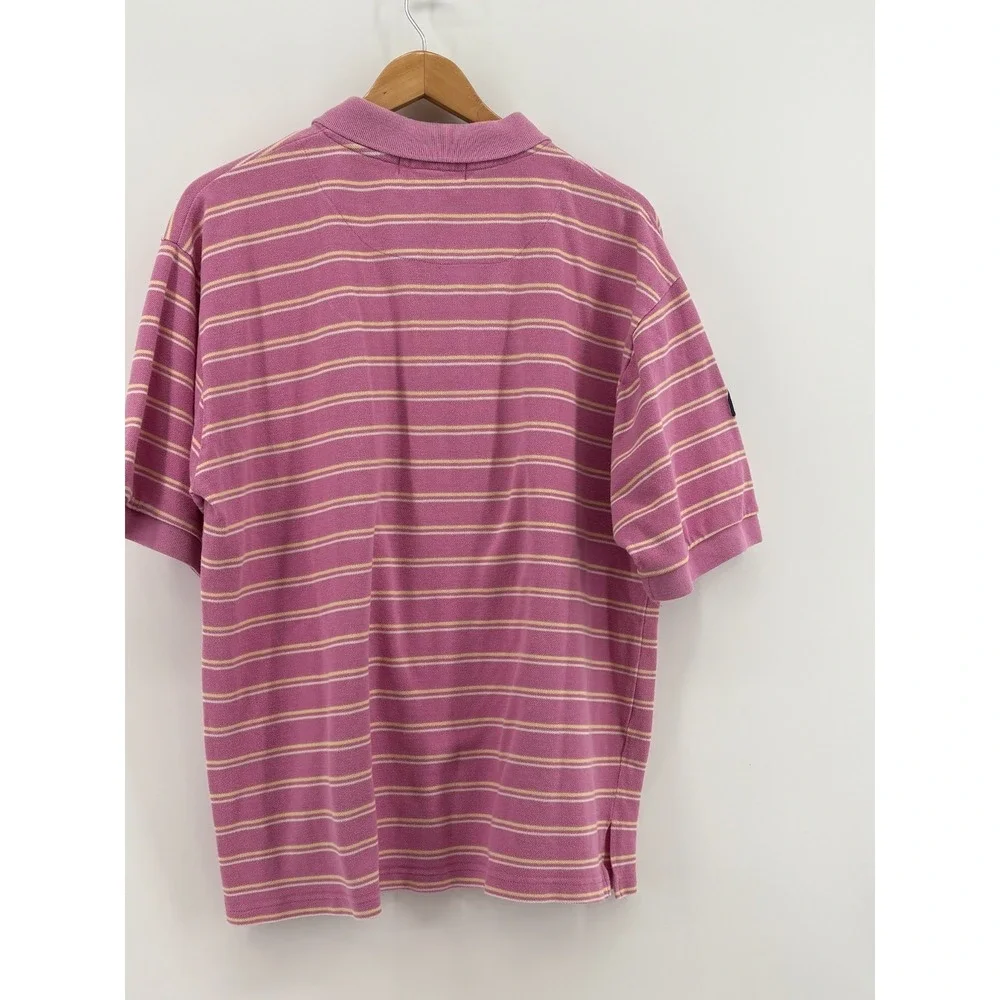 Ralph Lauren Polo Shirt Mens Pink Striped Embroidered Logo Short Sleeve‎ 2XL